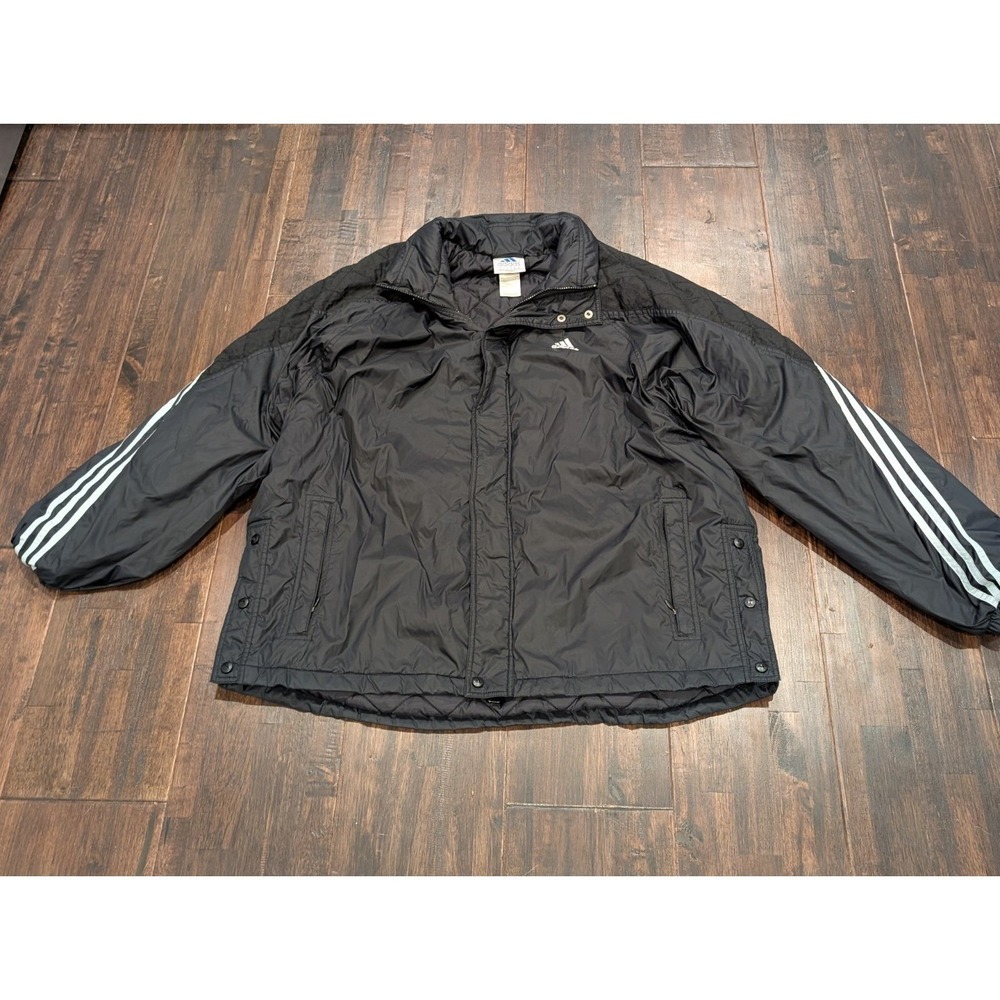Vintage Adidas Mens XL Black‎ Jacket Puffer Quilted Y2K Grunge 1990s Oversized